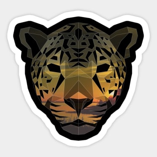 Jaguar Low Poly Double Exposure Art Sticker